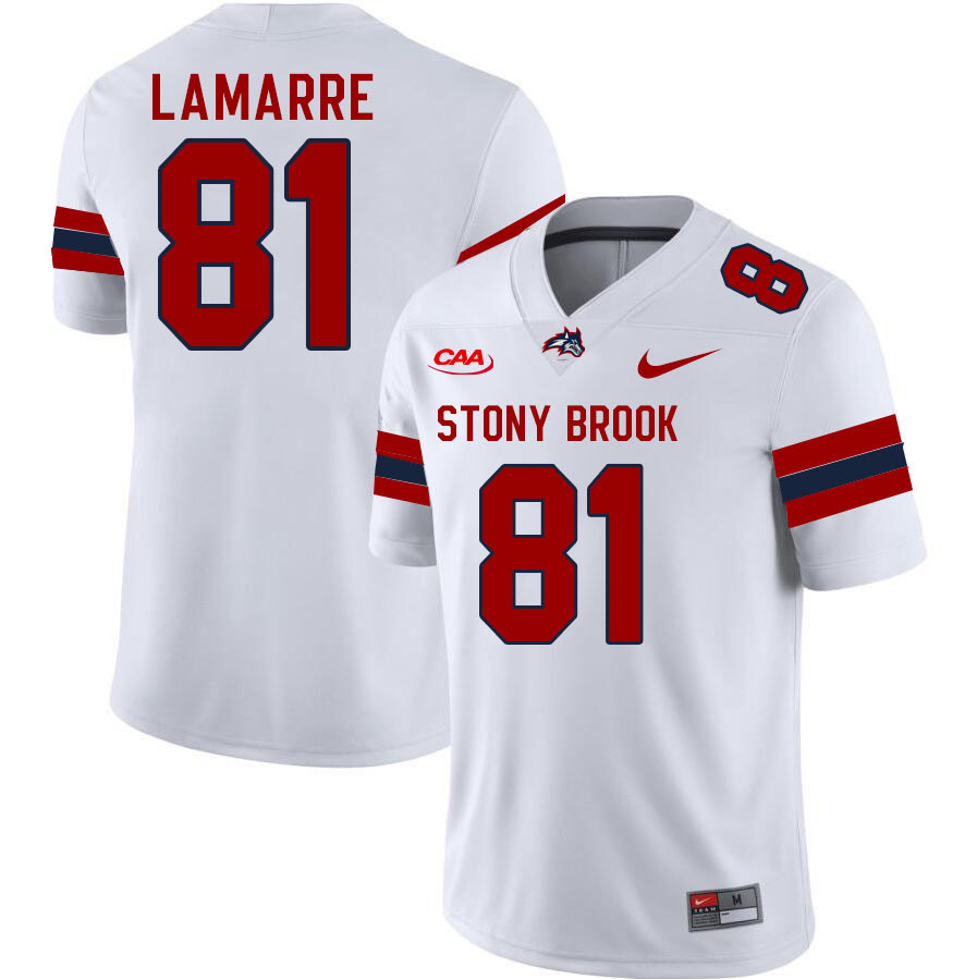 Stony Brook Seawolves #81 RJ Lamarre College Football Jerseys Stitched Sale-White